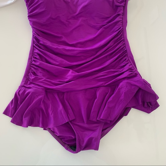 Ralph Lauren Size 8 Purple Pleated One Piece - Picture 3 of 9